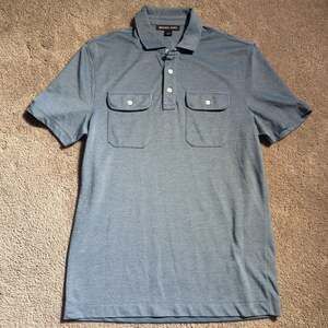 Michael kors men polo shirt slim fit size S blue front flap pocket made in peru